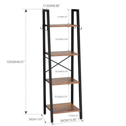 YMYNY 4 Tiers Ladder Bookcase, Industrial Narrow Bookshelf - Image 3