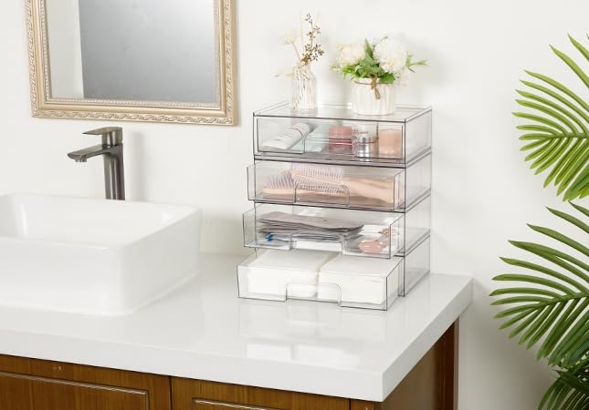 Vtopmart 12.1''W Clear Stackable Storage Drawers,3 Pack Acrylic - Image 6