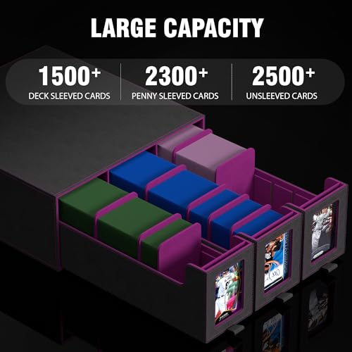 3-Drawer Trading Card Storage Box Holds 2500+ Cards (Purple) - Image 6