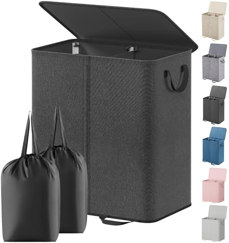 Lifewit Double Laundry Hamper with Lid, Removable Laundry Bags - Image 2
