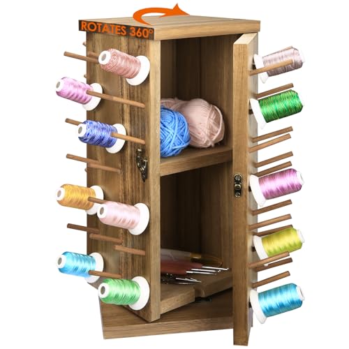Acacia Wood 84 Spools Thread Rack/Thread Holder Organizer - Image 2