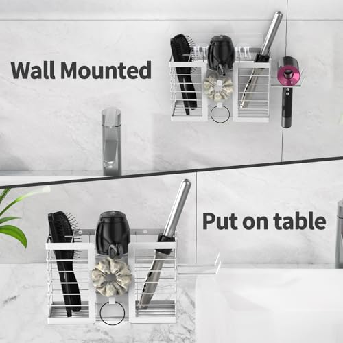 FUNKYLEE 3-in-1 Universal Hair Tool Organizer Wall Mount, White - Image 5