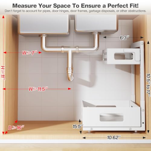 1 Pack Under Sink Organizer,Pull Out Cabinet Organiz | Under Sink Stor - Image 2