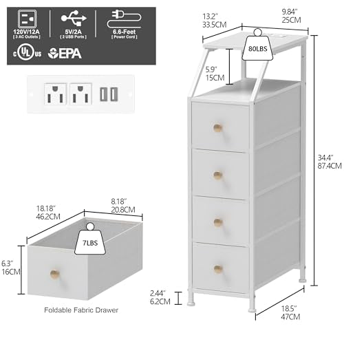 Tohomeor Narrow Dresser Tall Skinny Storage Tower Vertical Slim - Image 4