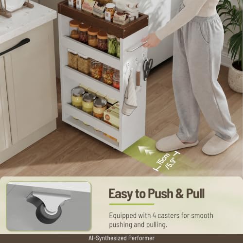 Slim Storage Cart, 4-Tier Rolling Utility Cart 999WHSTC140 - Image 5