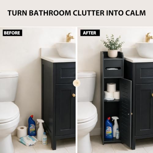 PowerKing Slim Bathroom Storage Cabinet, Toilet Paper Organizer - Image 5