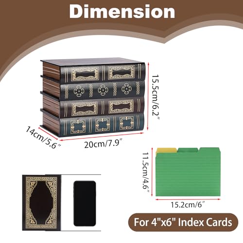 Antique Index Card Holder, Wood Index Card Storage Box, 4x6 Inch - Image 5