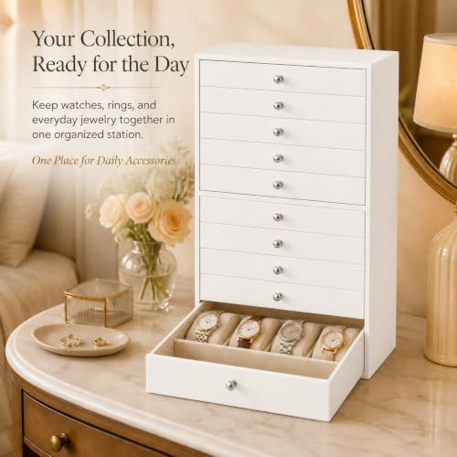 GUKA Large Jewelry Box, Jewelry Case with 10 Drawers - Image 6