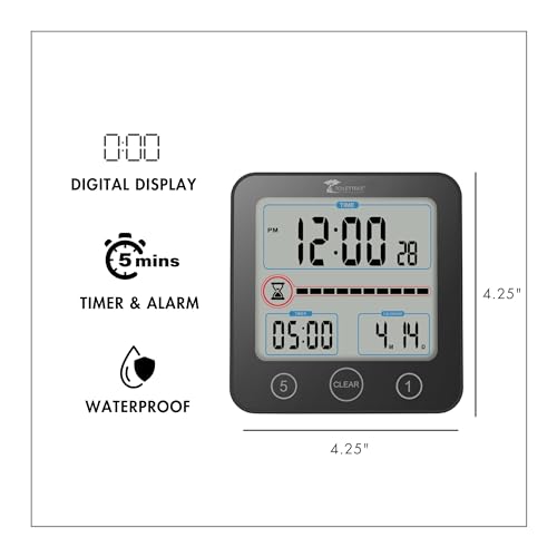 ToiletTree Products Digital Bathroom Shower Clock with Alarm & - Image 6