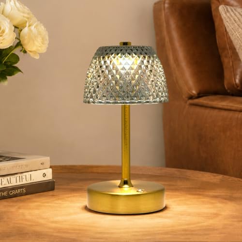 Rechargeable Gray Crystal Cordless Table Lamp,Battery Operated - Image 2