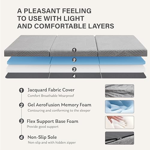 MLILY Single Trifold Mattress, 4 Inch Foldable Gel M | All Products - Image 4