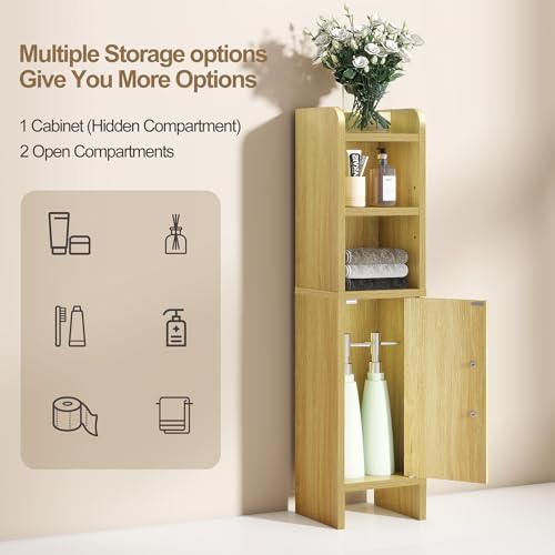 Small Bathroom Storage Corner Floor Cabinet Narrow Toilet - Image 5