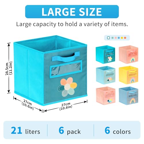 ABCKEY 11 Inch Cube Storage Bins 6 Pack with Handle - Image 4