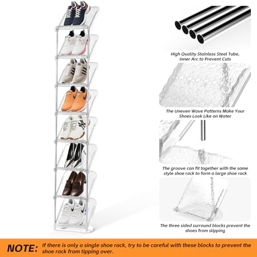 SMILHELTD Vertical Shoe Rack 8 Tiers Narrow Clear Sneaker Storage - Image 5