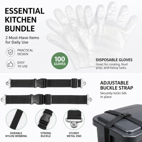 Trash Bag Securing Strap And Gloves Kit - Trash Can Lid Strap - Image 4