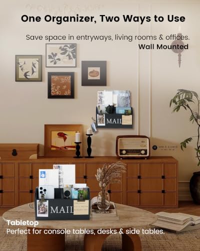 DLQuarts Solid Wood Mail Organizer Countertop or Wall - Image 4