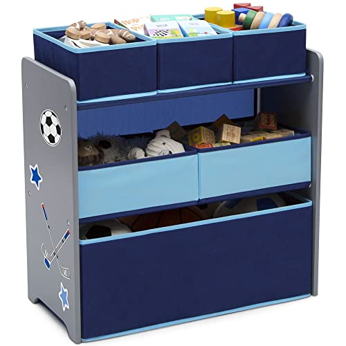 Delta Children Design and Store 6 Bin Toy Organizer, Grey/Blue - Image 2