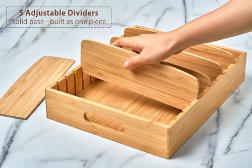 Umilife Large Bamboo Food Container Lid Organizer for Kitchen - Image 4