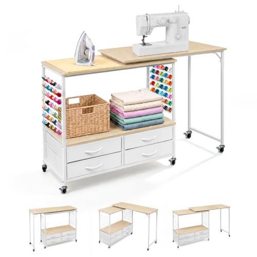 Sewing Table with Storage, 46.5‘’ Folding Sewing Machine - Image 2
