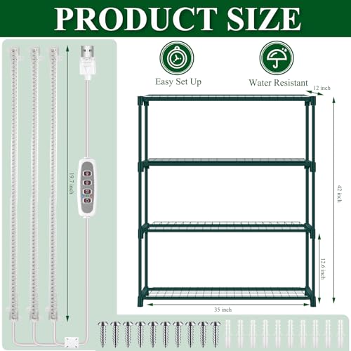 Vercraft 4 Tier Winter Greenhouse with Shelves 42x12x35 Inch 24W - Image 3