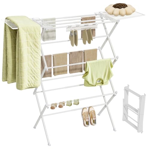 BUKFEN Expandable Clothes Drying Rack with Hook Bar, 3-Tier - Image 2