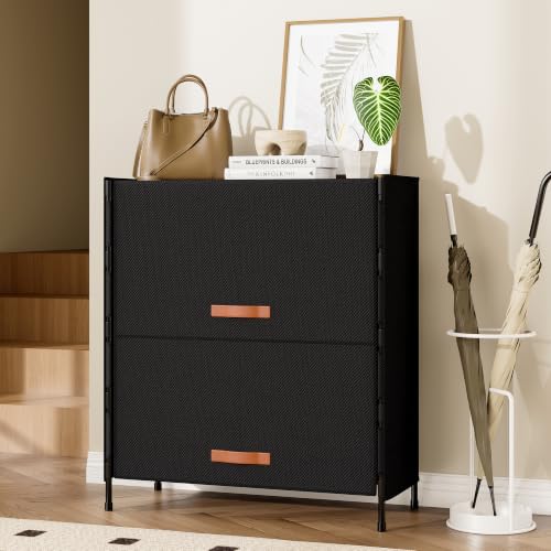 4-Tier Shoe Storage Cabinet with Fabric Cover, Hard Flip Doors - Image 3