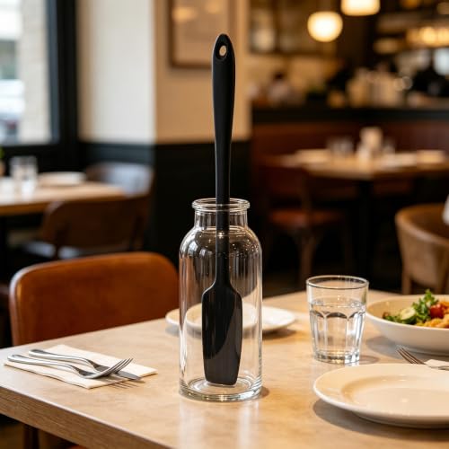 3 Pack Silicone Jar Spatulas, Long Handle, Black - Image 7