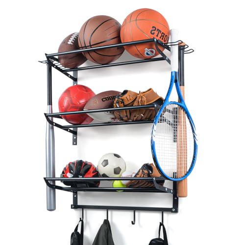 XCSOURCE Sports Equipment Organizer, 3-Tier Wall Mount - Image 2