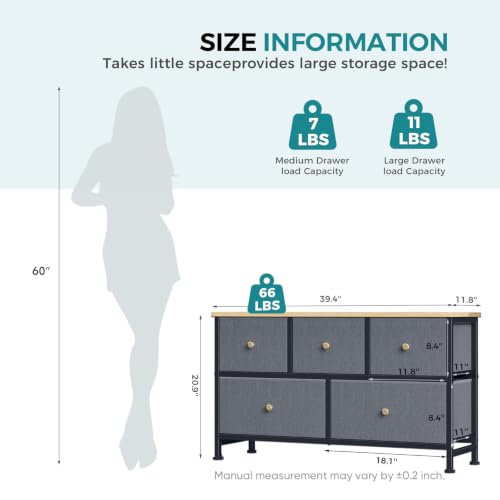 OLIXIS 5 Drawer Dresser for Bedroom, Storage Organiz | All Products - Image 4