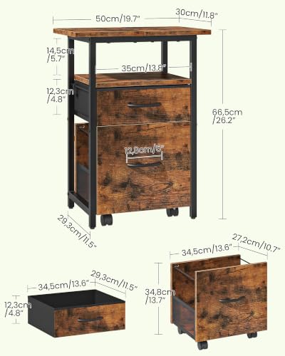 2-Drawer File Cabinet, Printer Stand, Rustic Brown and Black - Image 3
