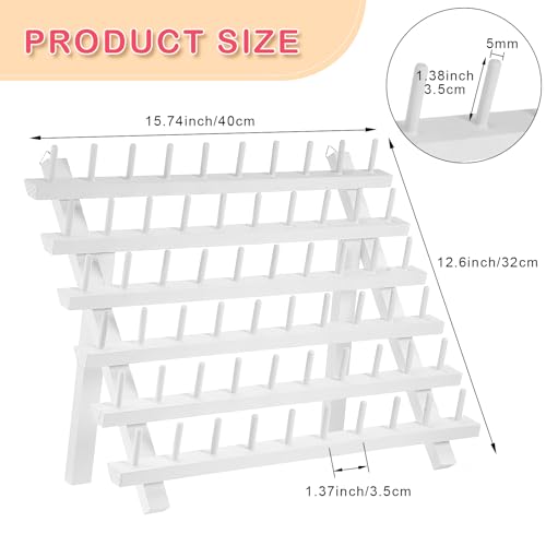 Yookeer 60 Spools Thread Spool Holder Rack Wooden | Home Organization - Image 4