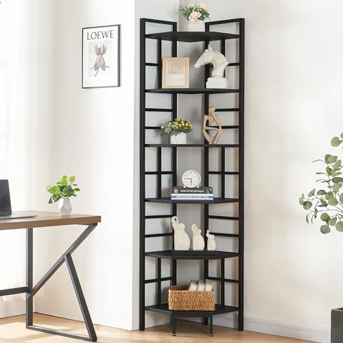 HOMISSUE Corner Shelf, 6 Tier Tall Narrow Bookshelf 76.9" - Image 4
