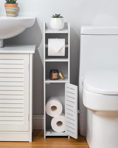 AOJEZOR Toilet Paper Holder Stand: Small Space Bathroom Storage - Image 4