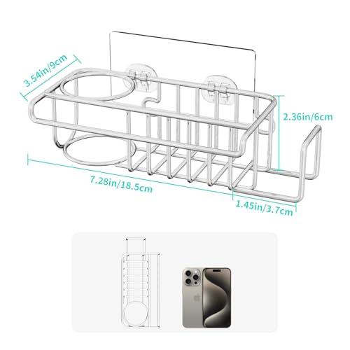 HapiRm 4 in 1 Sink Caddy Sponge Holder, SUS304 Stainless Steel - Image 6
