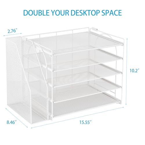 AUPSEN Desk Organizers and Accessories, 5-Tier Desktop Paper File - Image 3