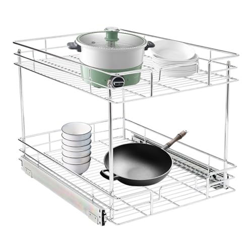 Pull Out Cabinet Organizer,Narrow Cabinet 2-tier Iron Shelf w/One - Image 2
