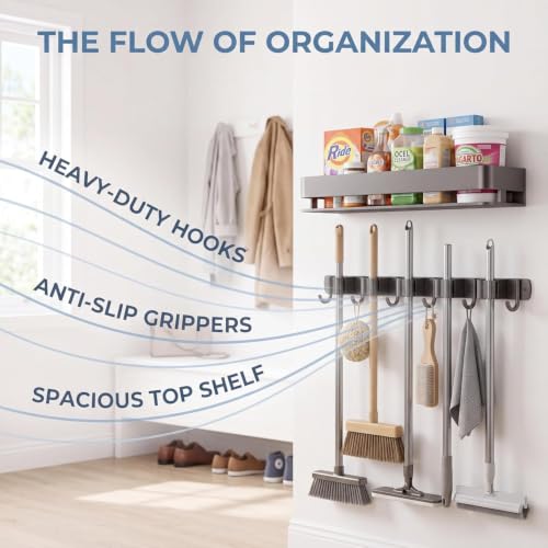 24 Inch Mop and Broom Holder Wall Mount, Broom Hanger - Image 4