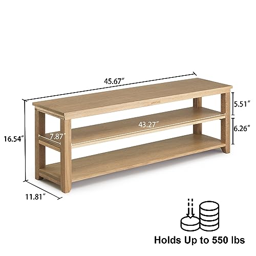 Natural Real Wood Shoe Rack Storage Bench, 11.81"x 45.7"x 16.54" - Image 3