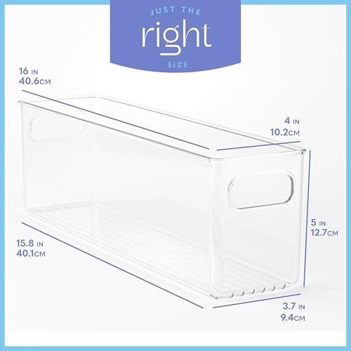 Plastic Food Storage 6 Pack Clear Container Bin with Handles - Image 4