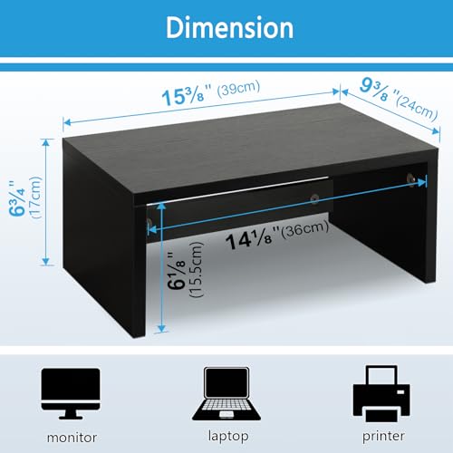 TEAMIX 6.7 inch Tall Monitor Stand Riser, Wood Shelf Riser - Image 4