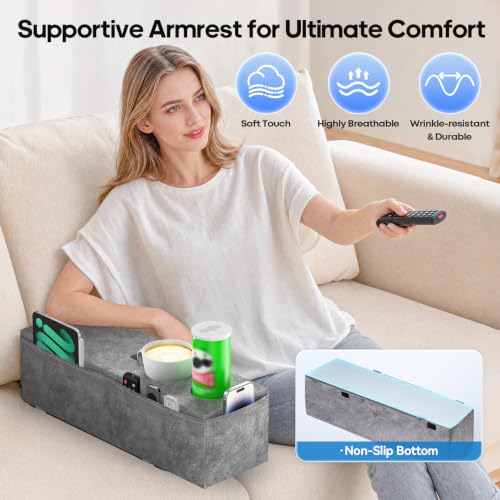 Removable Sofa Armrest Couch Caddy with Cup Holder Insert Between - Image 4