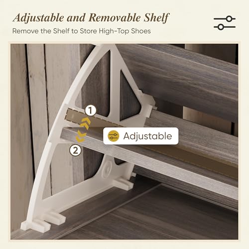 Farmhouse Shoe Storage Cabinet with 2 Flip Drawers | Home Organization - Image 7