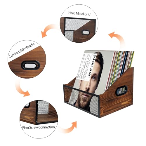 S&H Kaide Vinyl Record Storage, Rustic Record Holder - Image 6