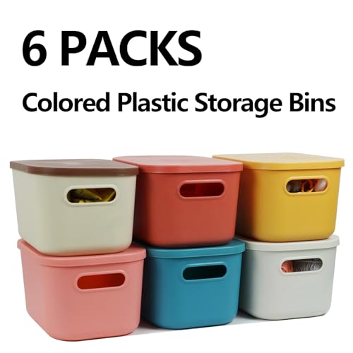 6Pcs Small Storage Bins with Lids, Stackable Plastic Organizer - Image 3