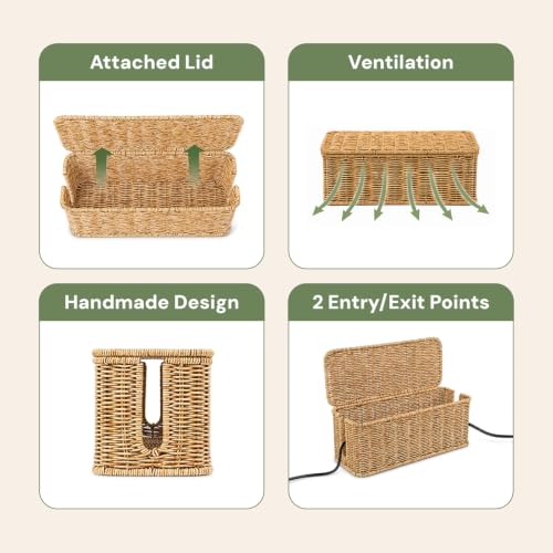 Cable Management Box, Handmade Rattan Cord Organizer | All Products - Image 7
