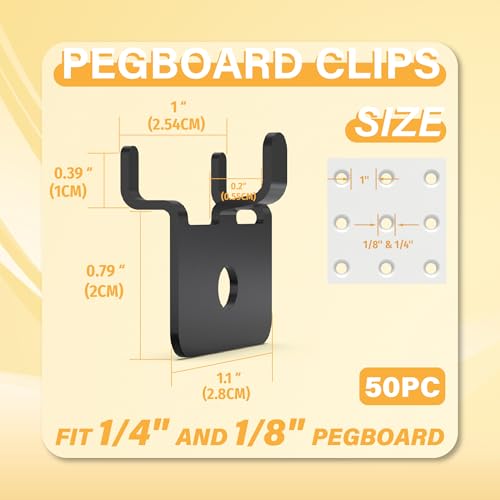 50 PC Prong Metal Pegboard Hooks Black - Image 3