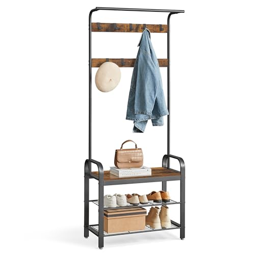 VASAGLE Coat Rack, Hall Tree with Shoe Bench - Image 2