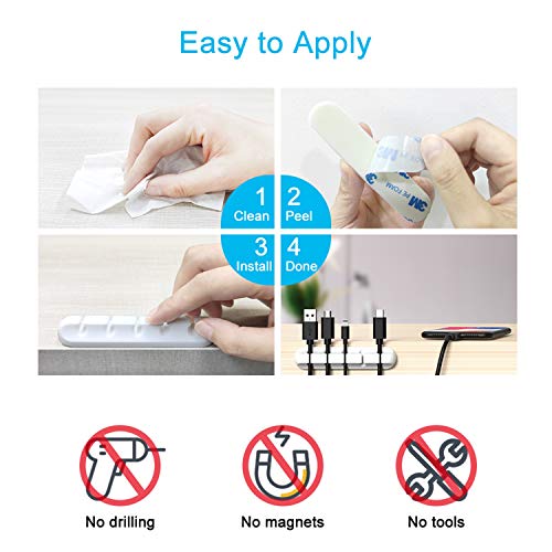 INCHOR Cord Organizer for Desk, White Cable Organizer Cable Clips - Image 7
