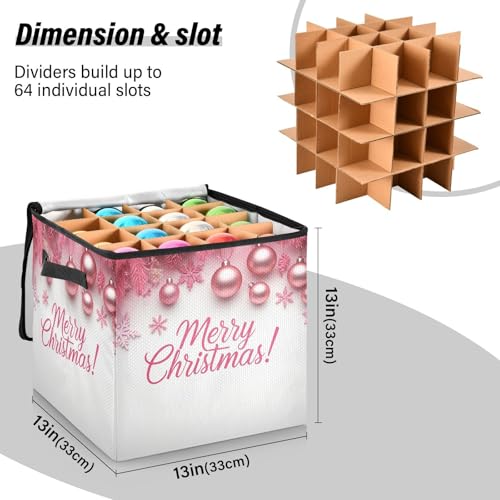 Merry Christmas Pink Christmas Ornament Storage Box - Image 4