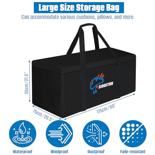 SIRUITON 69in Outdoor Cushion Storage Bag,600D Oxford Waterproof - Image 3